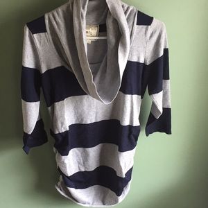 Cowl neck stripped sweater